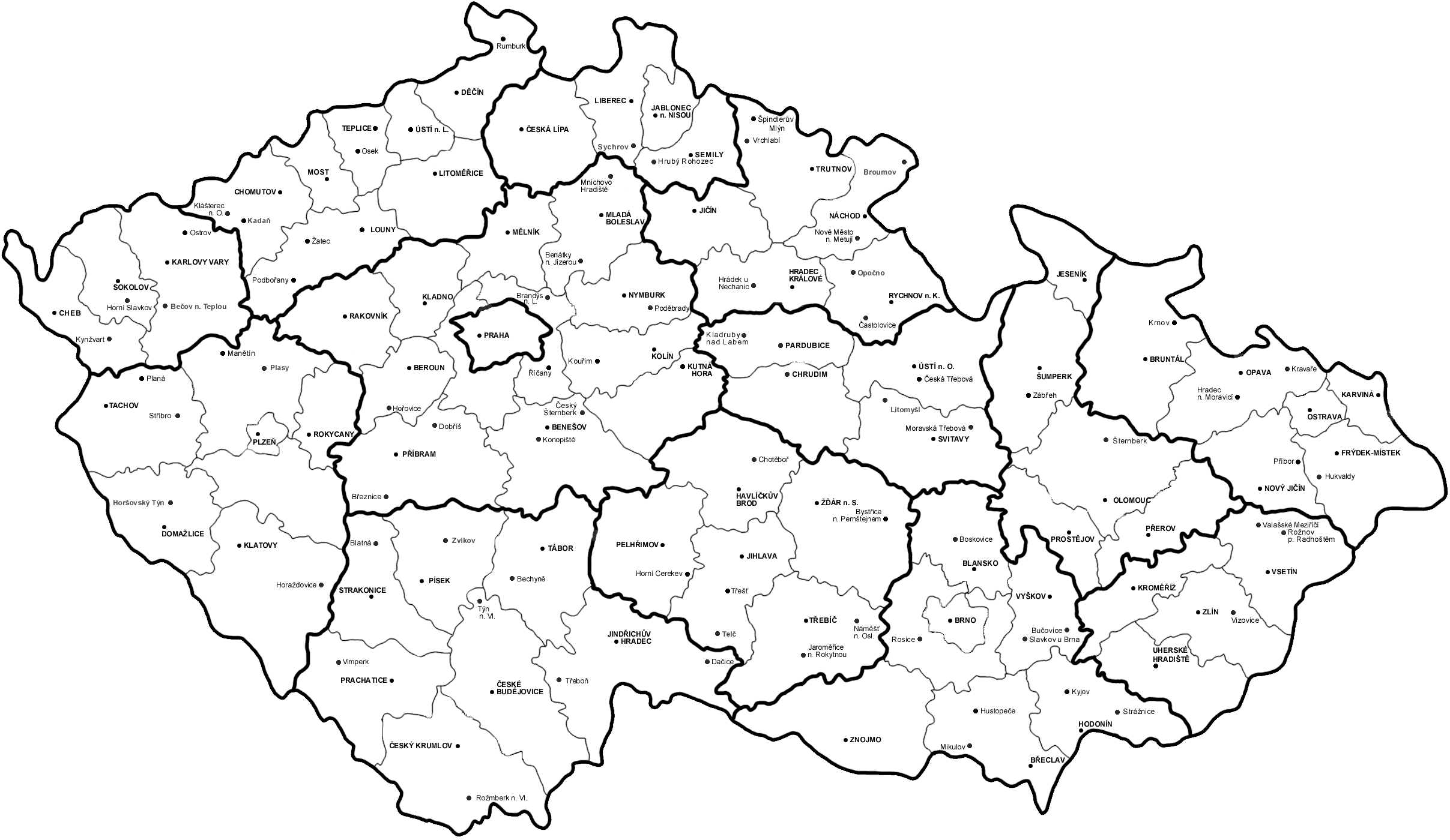 Чехия контурная карта
